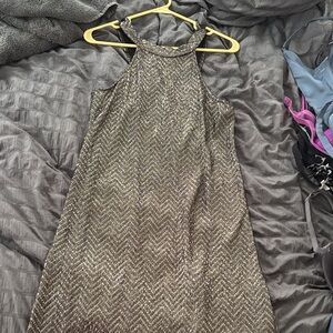 One Clothing Metallic Halter Dress